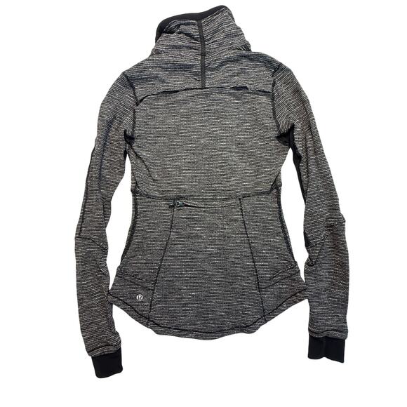 LULULEMON Base Runner Half-Zip Sweater Grey and Black Herringbone Size 4 - Picture 2 of 16